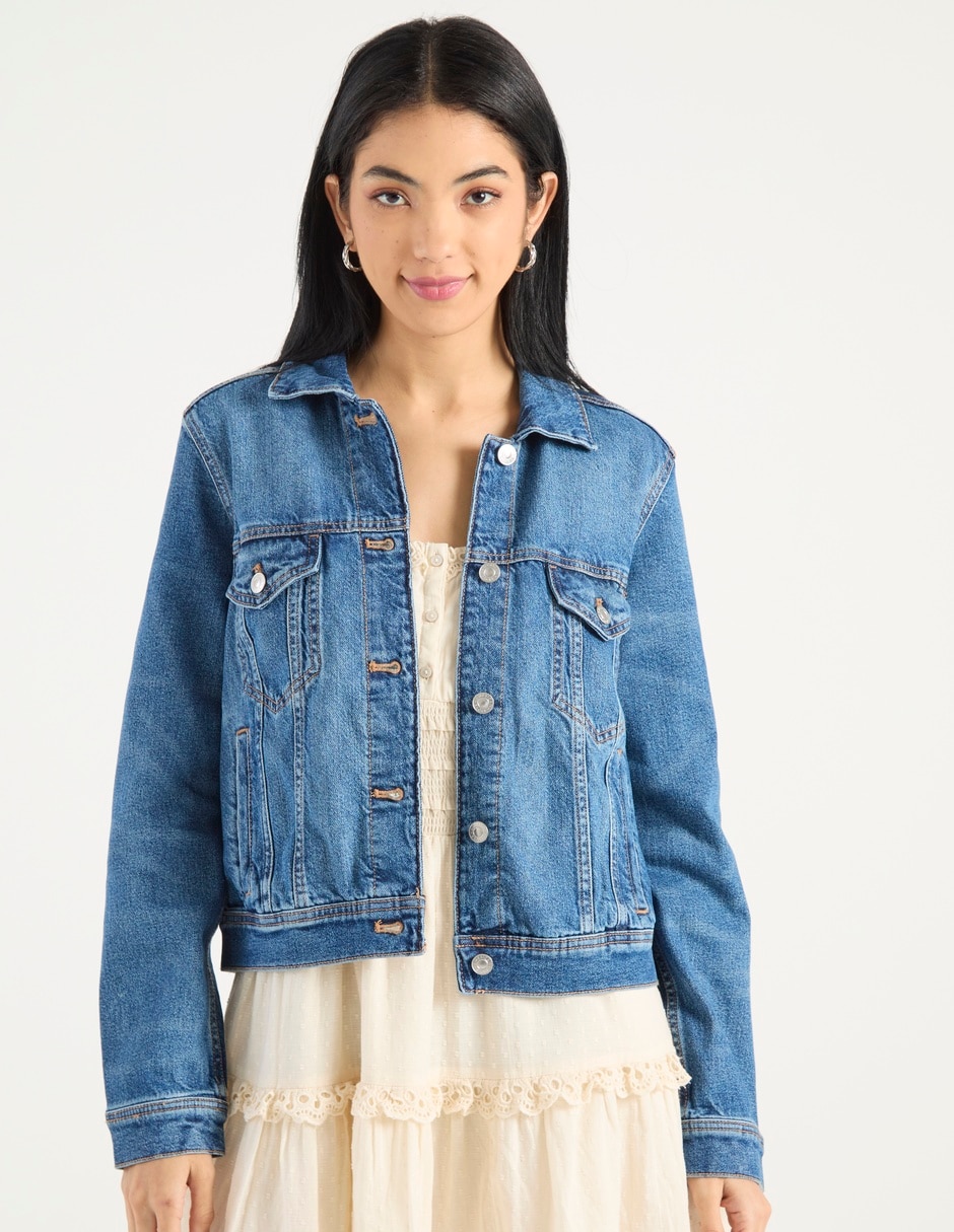 Chamarra denim de mezclilla para mujer Chamarra denim de mezclilla para mujer