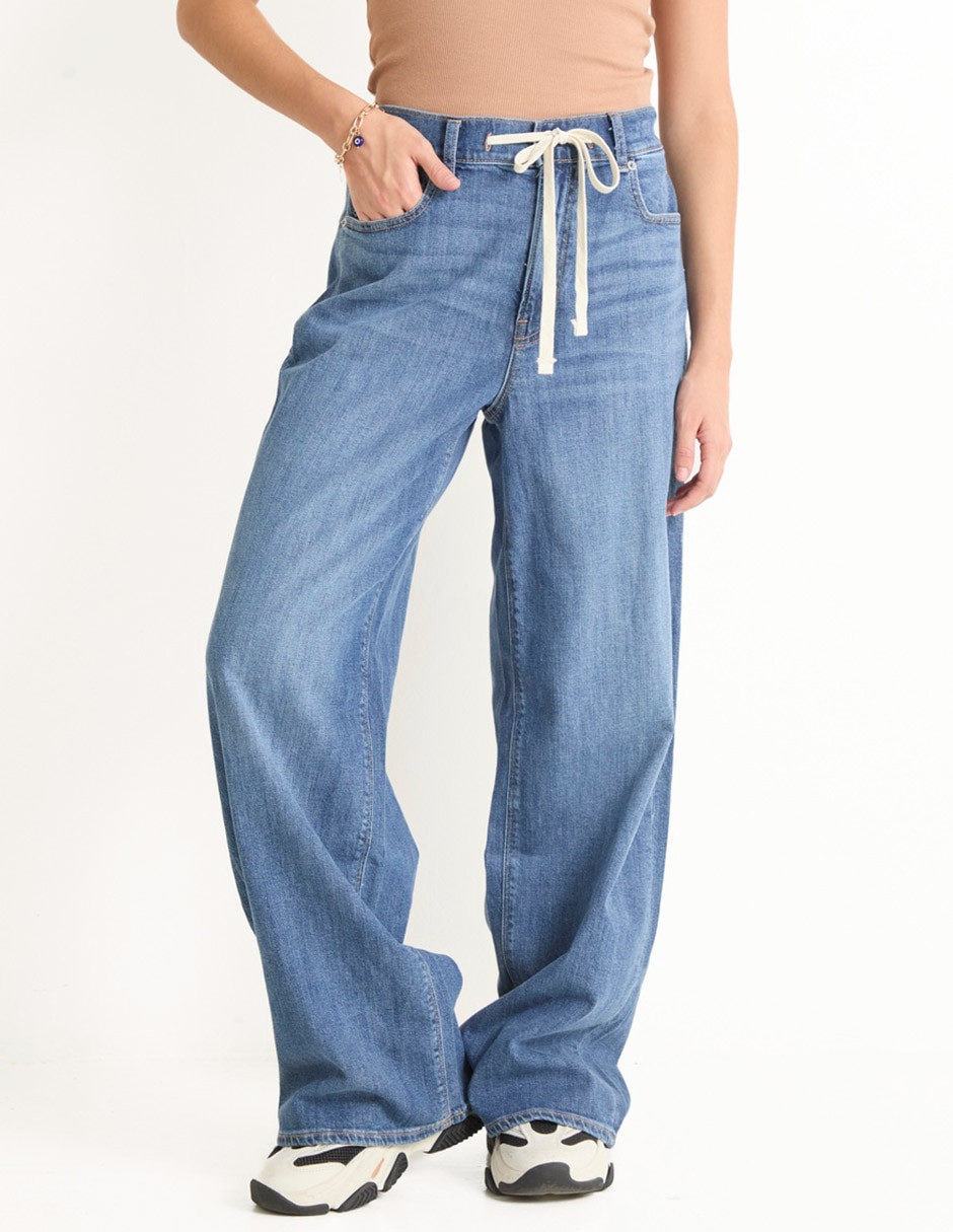 Jeans relaxed amplio corte cintura para mujer 1