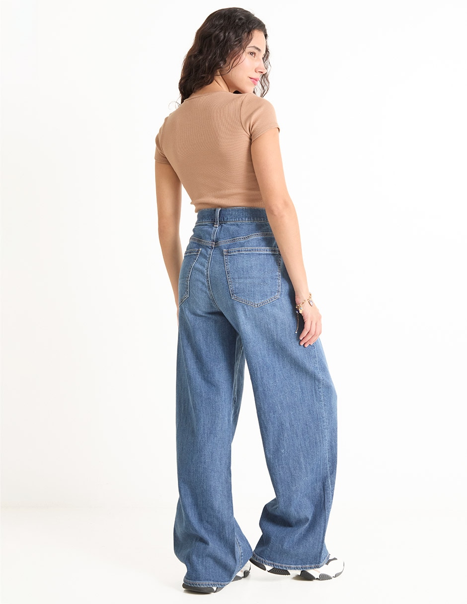 Jeans relaxed amplio corte cintura para mujer 5