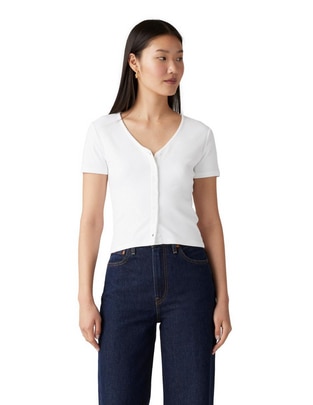 Blusa manga corta cuello redondo para mujer