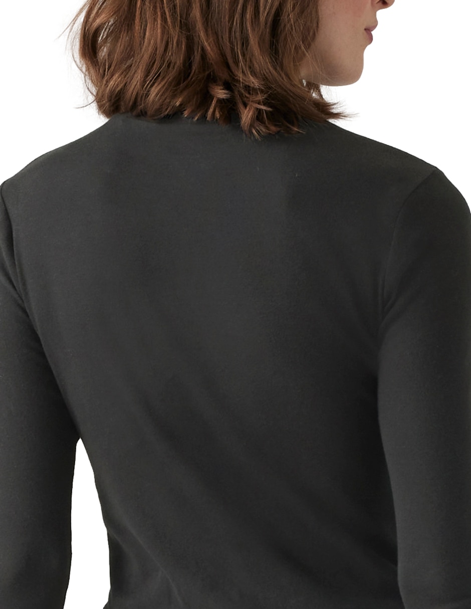 Playera manga larga cuello alto mujer