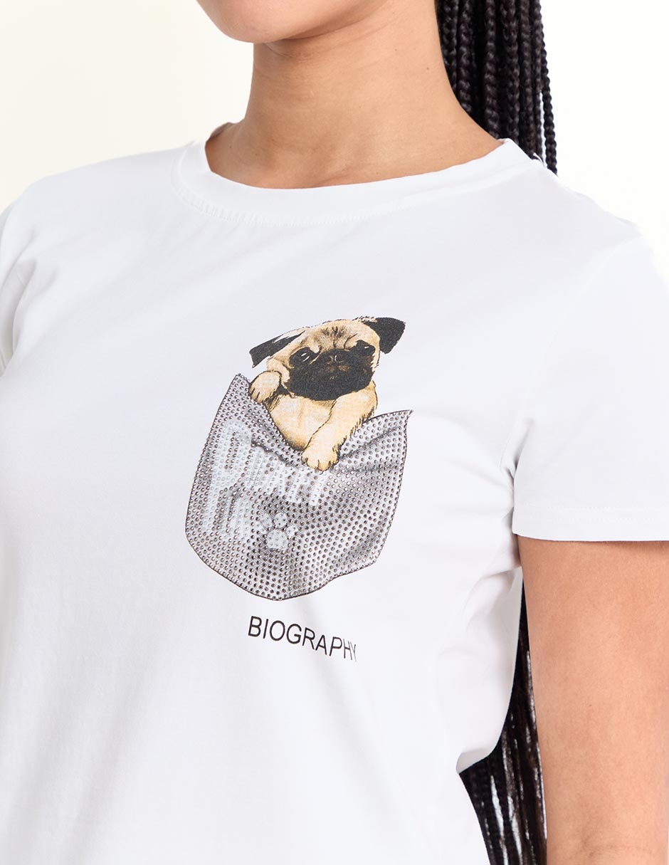 Playera manga corta Biography cuello redondo para mujer