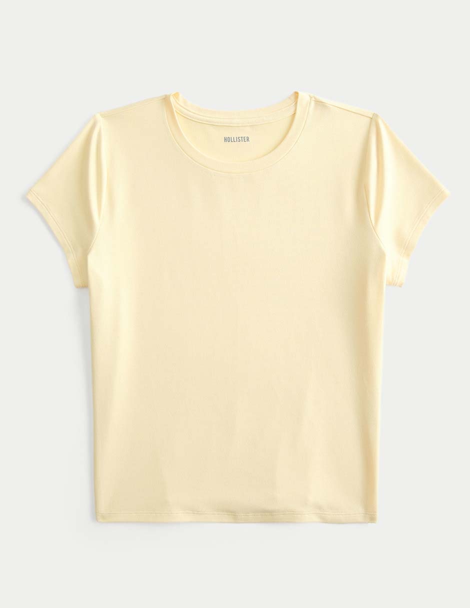 Blusa manga corta cuello redondo mujer
