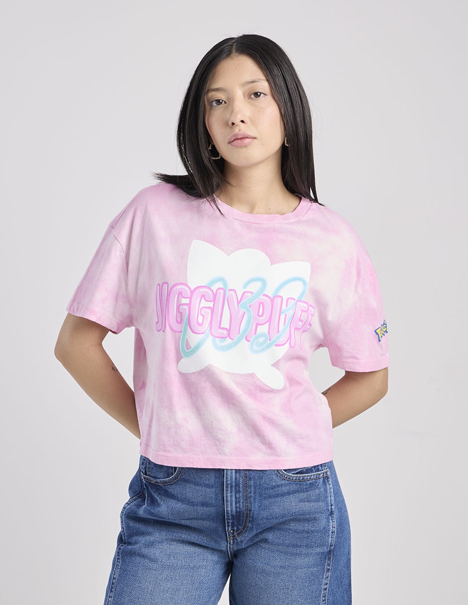 Playera manga corta Jigglypuff cuello redondo para mujer