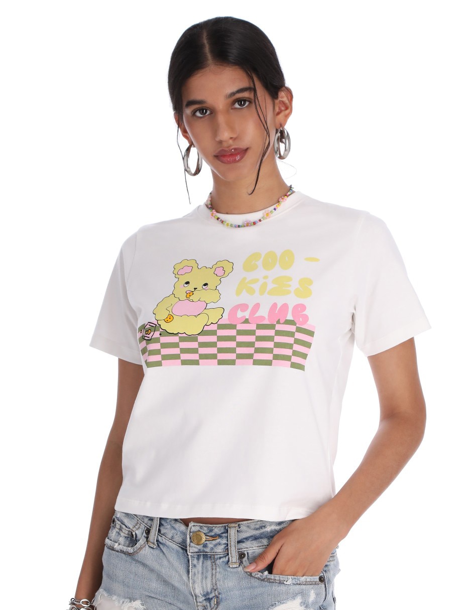 Playera manga corta Ppaayyss cuello redondo para mujer