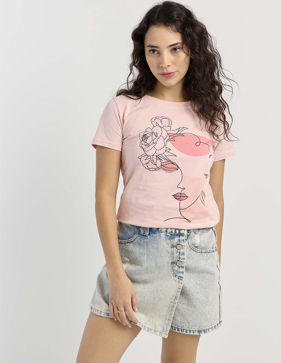 Playera manga corta cuello redondo para mujer 1