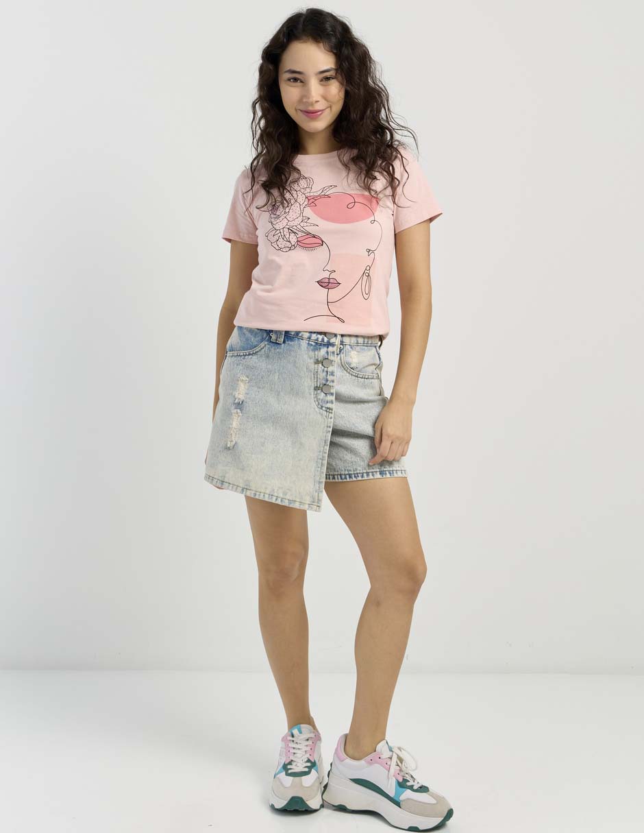 Playera manga corta cuello redondo para mujer 7