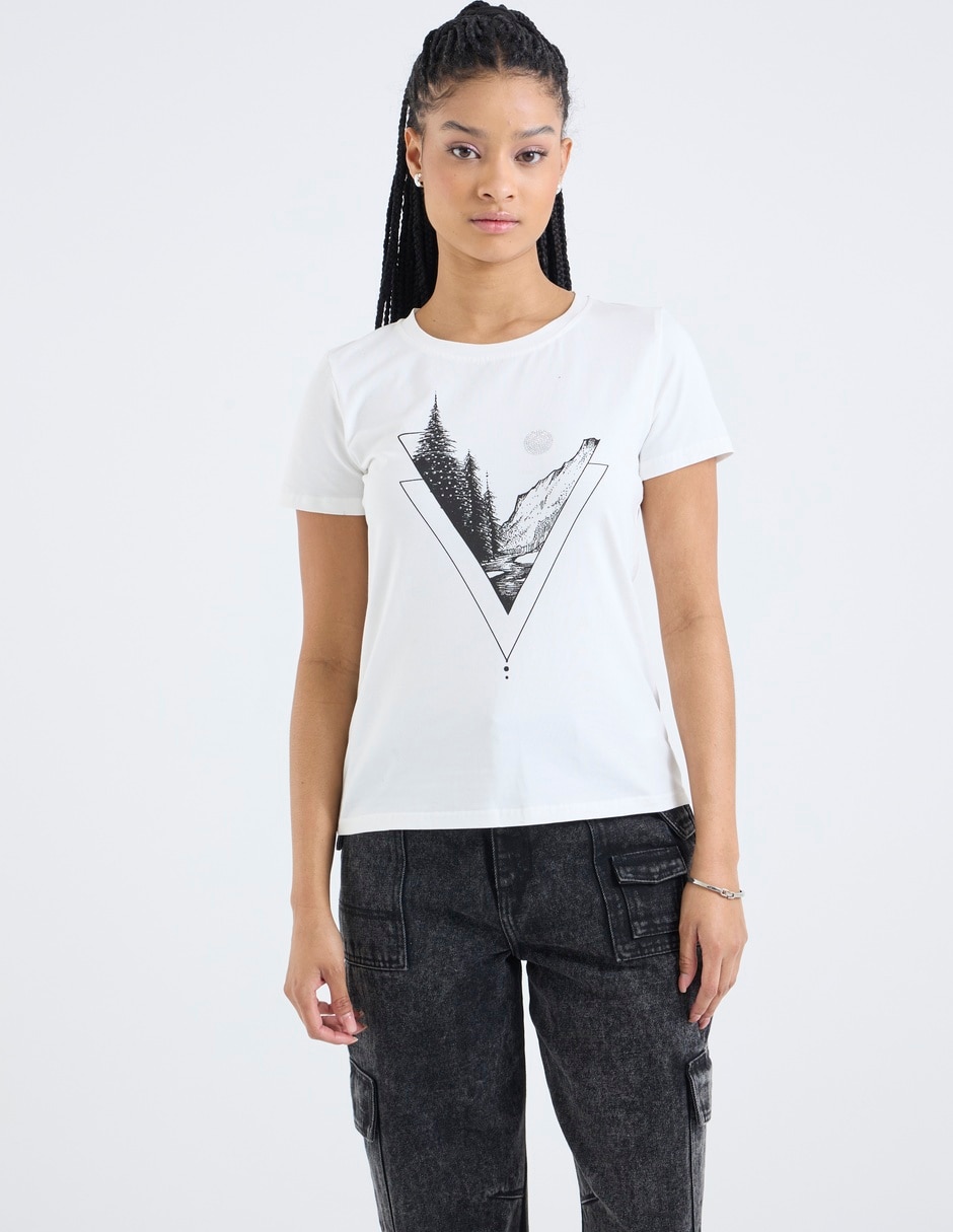 Playera manga corta cuello redondo para mujer 1