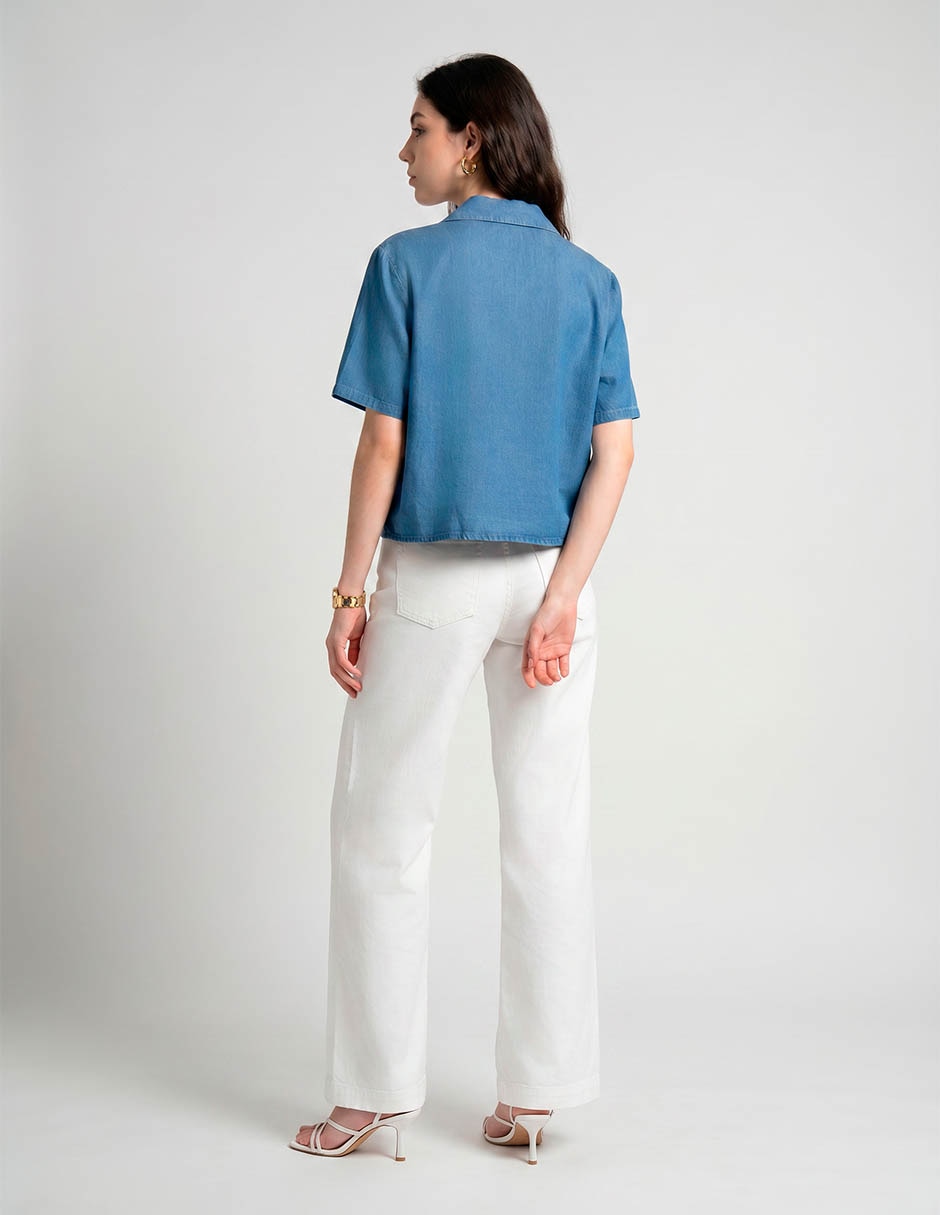 Blusa camisera manga corta para mujer 2