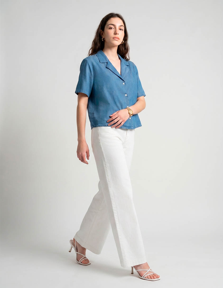 Blusa camisera manga corta para mujer 3