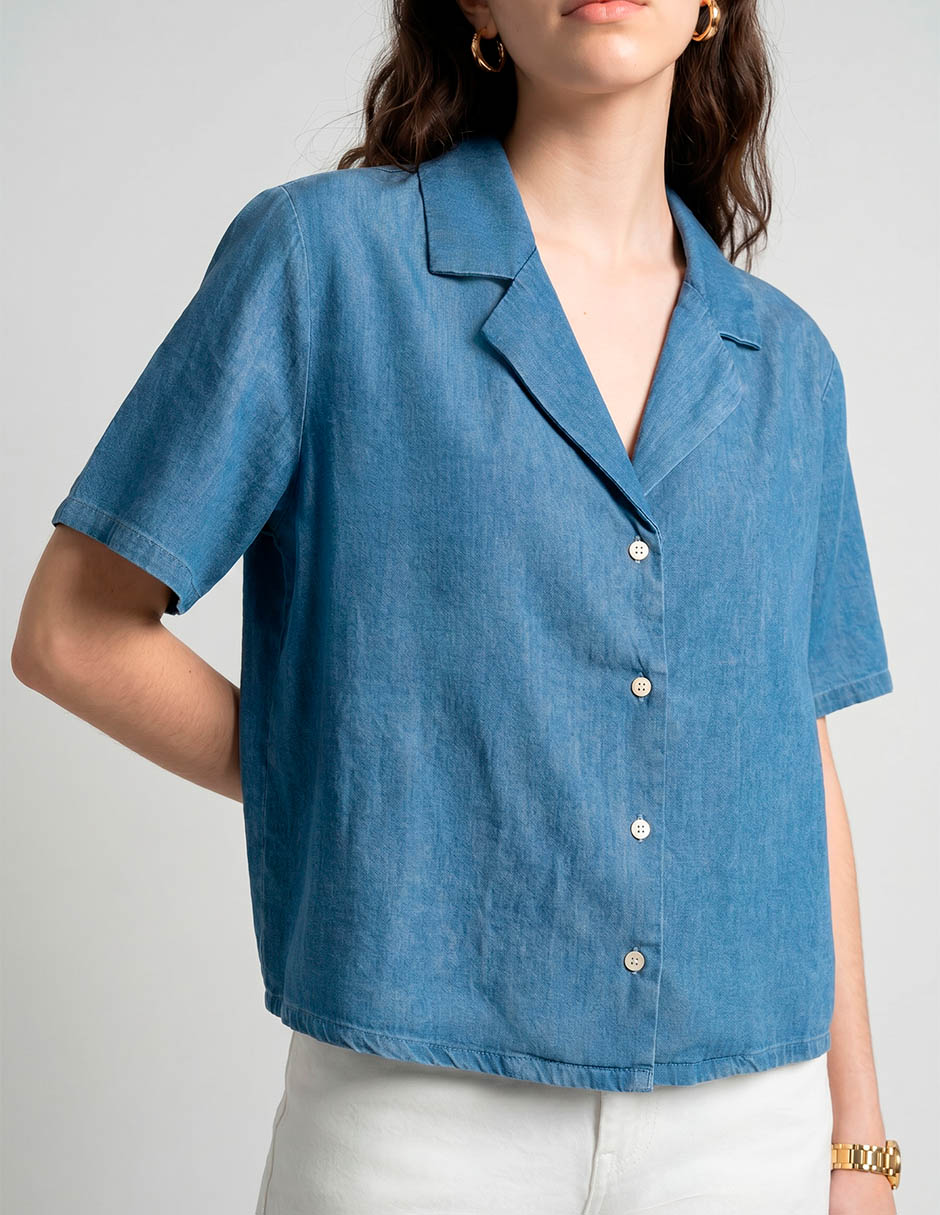 Blusa camisera manga corta para mujer 4