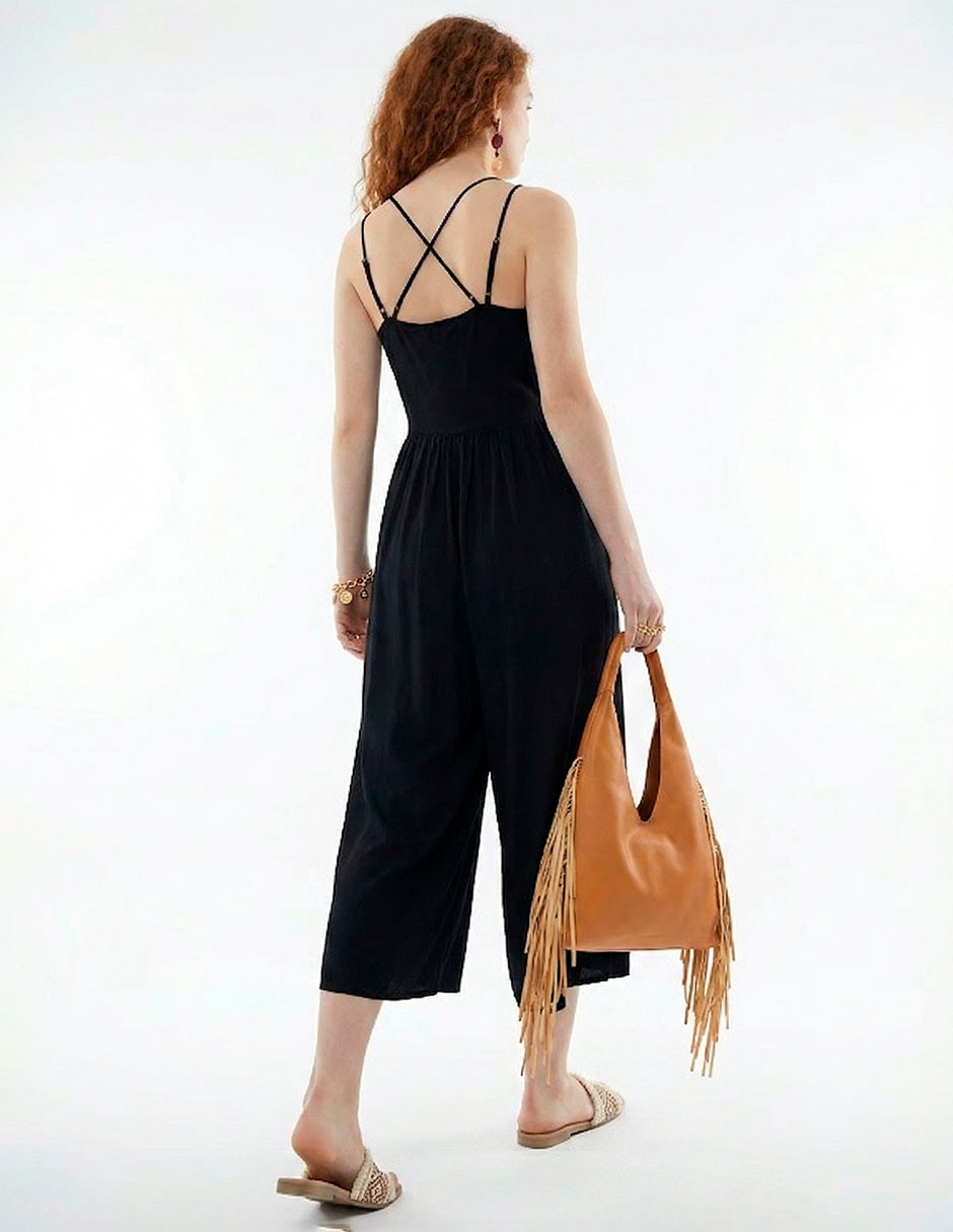 Jumpsuit That's It de modal playa estampado liso para mujer