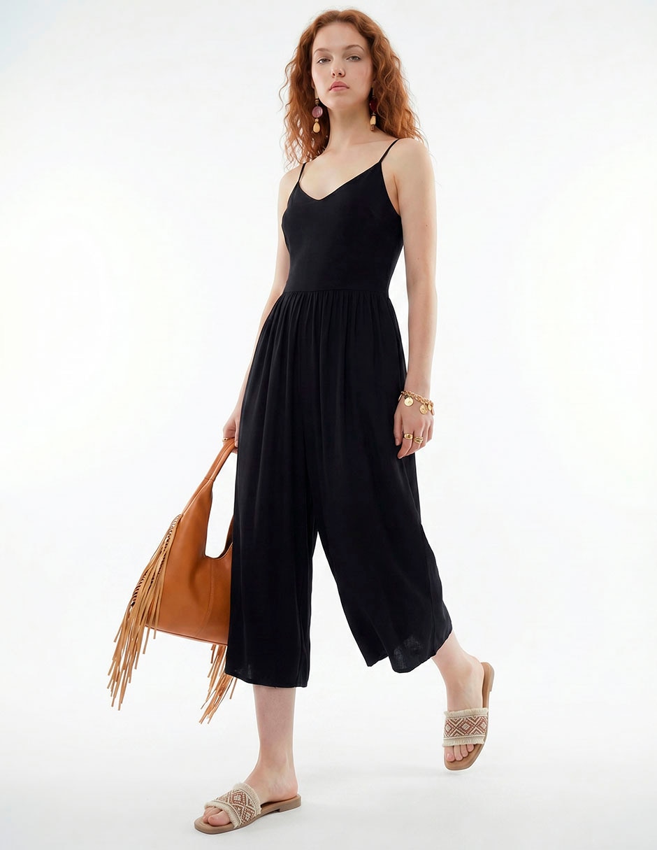 Jumpsuit That's It de modal playa estampado liso para mujer