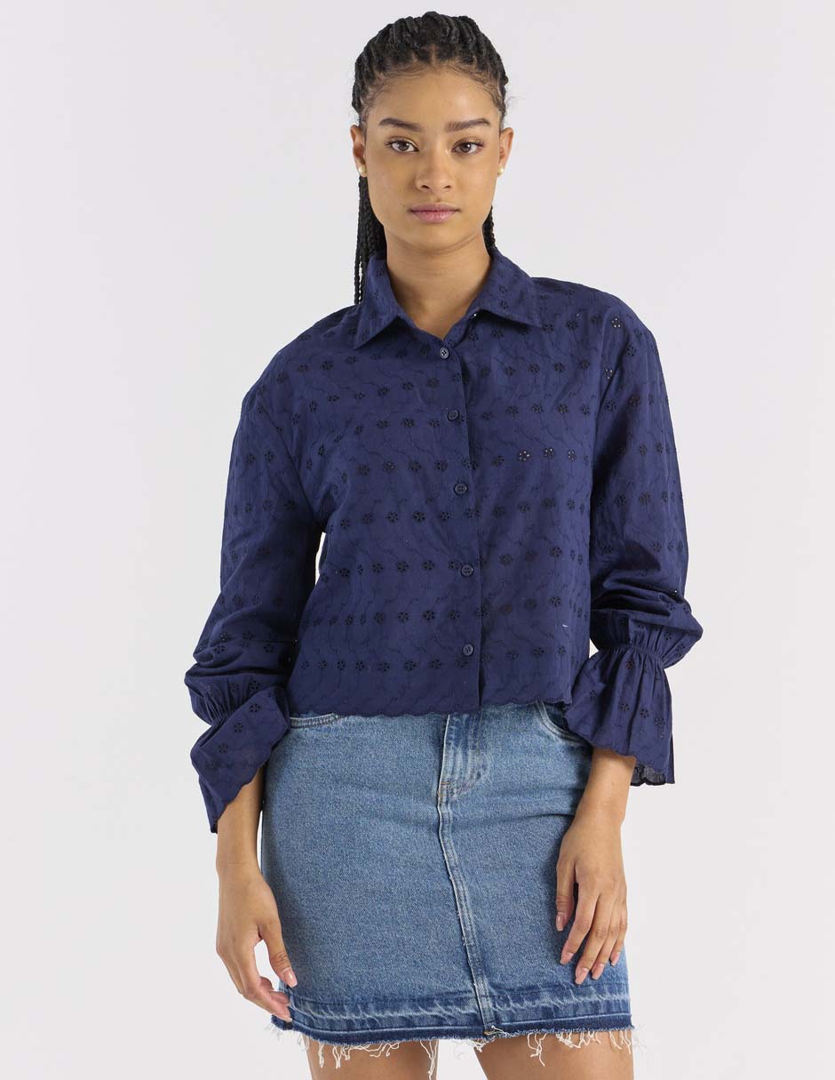 Blusa camisera manga larga para mujer 1