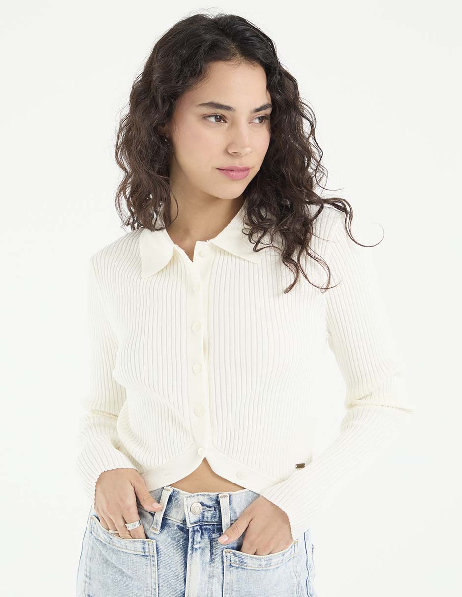 Suéter cuello camisero para mujer 1