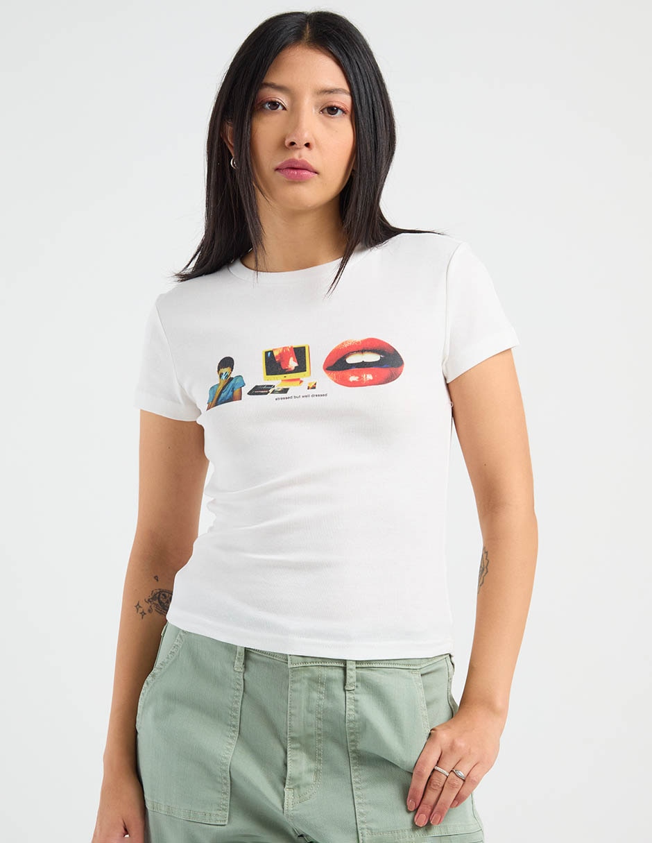 Playera manga corta cuello redondo para mujer 1