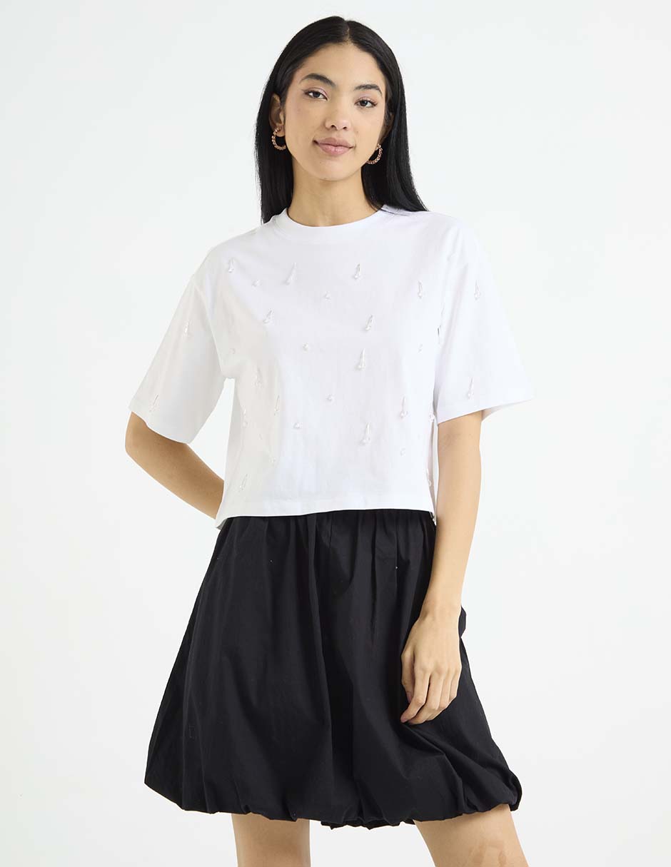 Playera manga corta cuello redondo para mujer 1