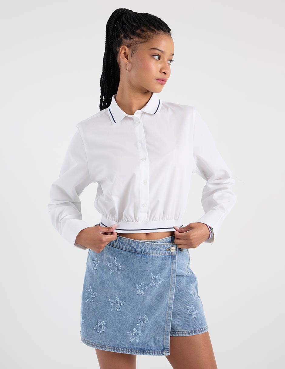 Falda short de mezclilla a la cintura 1