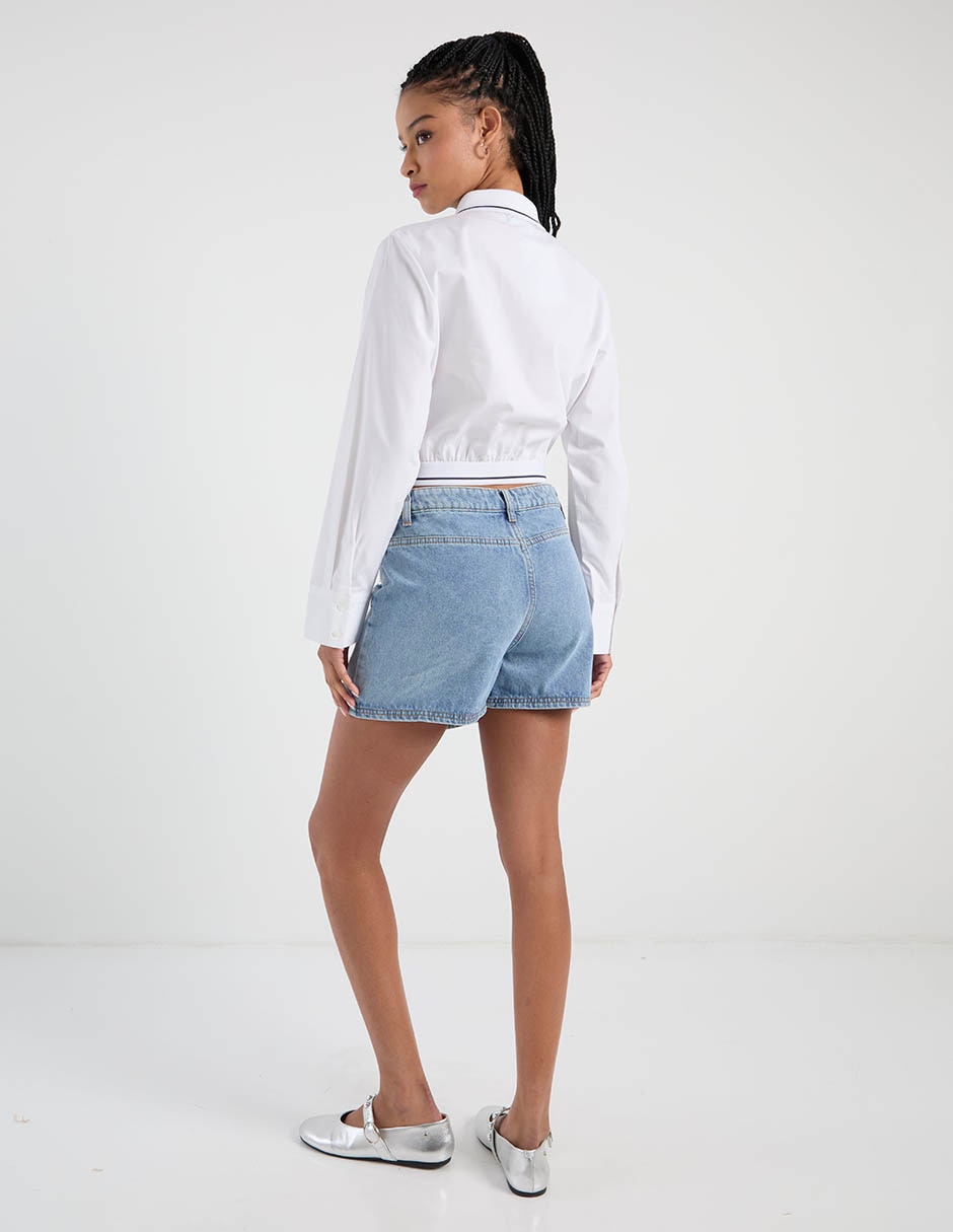 Falda short de mezclilla a la cintura 11