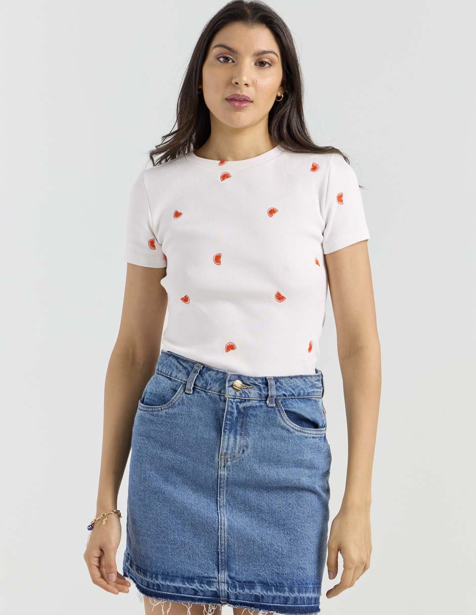 Playera manga corta cuello redondo mujer