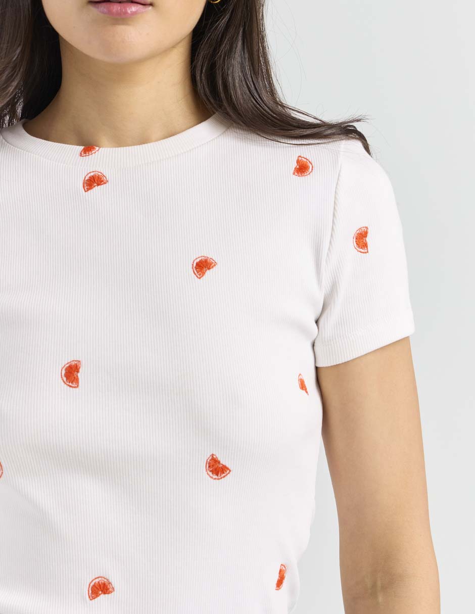 Playera manga corta cuello redondo mujer