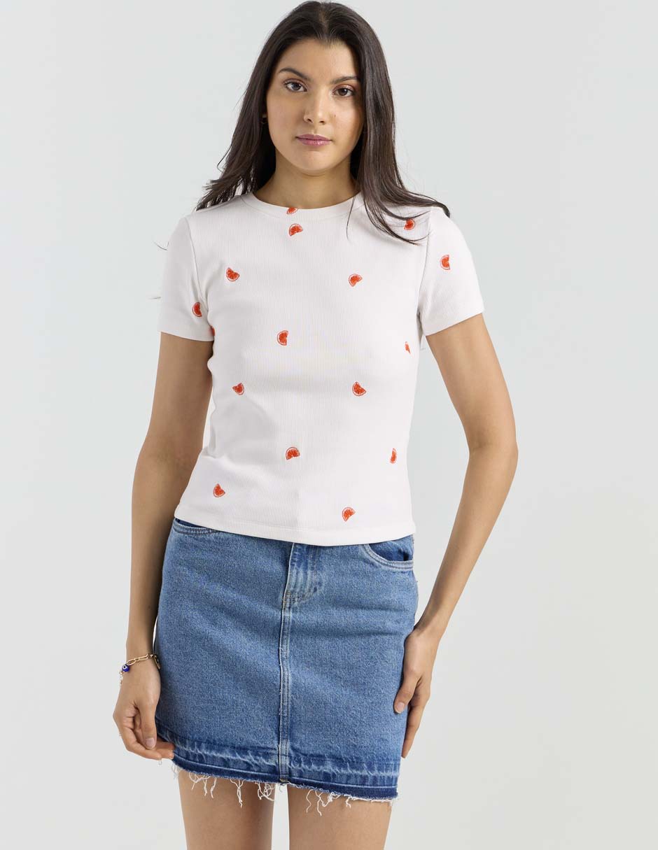 Playera manga corta cuello redondo mujer
