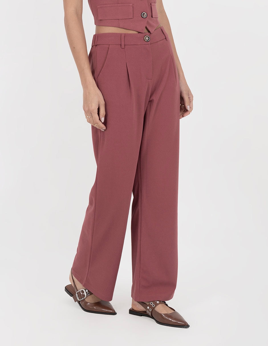 Pantalón plisado straight para mujer
