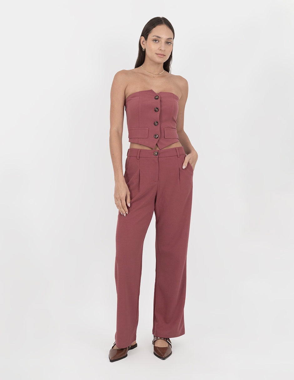Pantalón plisado straight para mujer