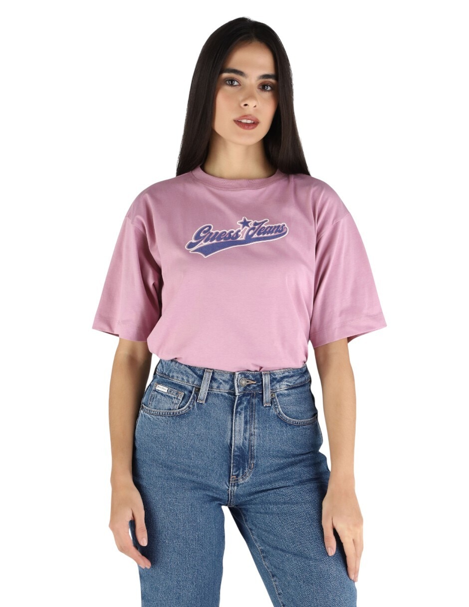 Playera manga corta cuello redondo para mujer