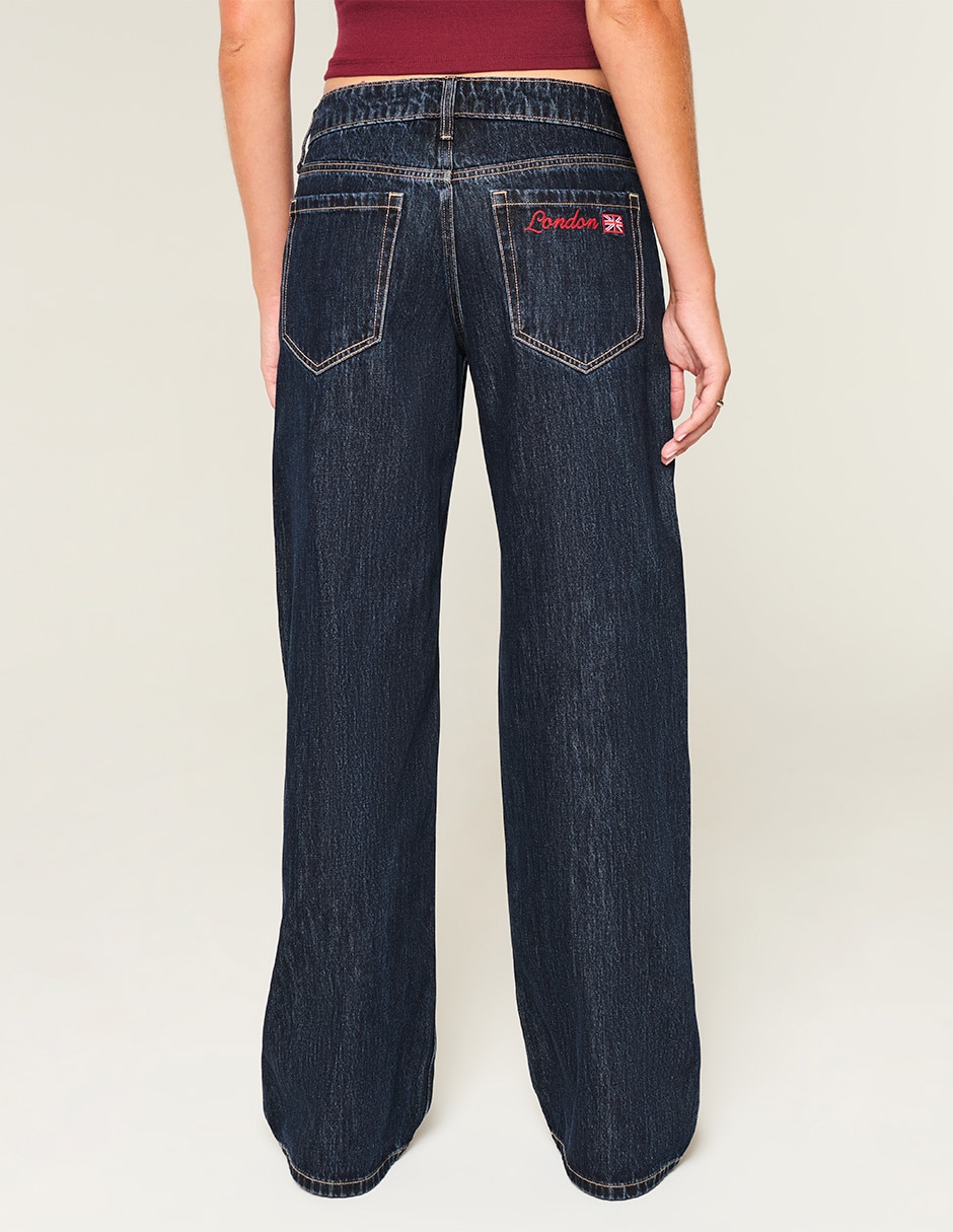 Jeans baggy Hollister Ki355-5569-275 corte cadera para mujer