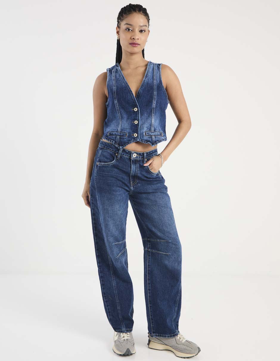 Jeans relaxed barrel para mujer