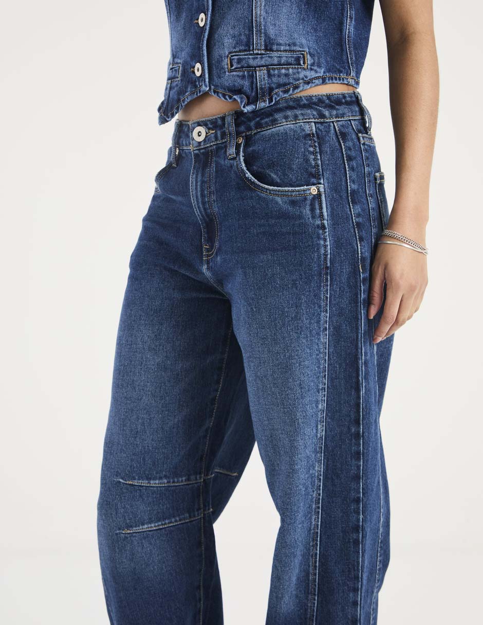 Jeans relaxed barrel para mujer