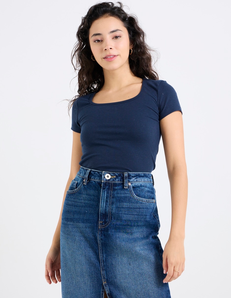 Playera manga corta Sexy Jeans cuello cuadrado para mujer