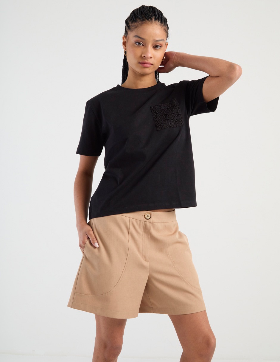 Playera manga corta cuello redondo para mujer