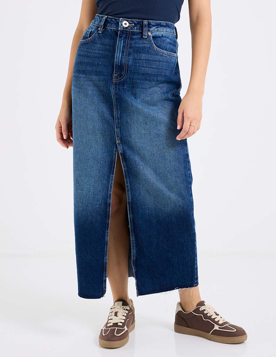 Falda larga Sexy Jeans de mezclilla cintura alta