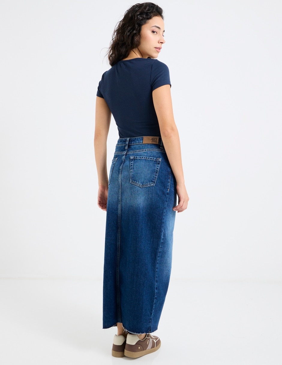 Falda larga Sexy Jeans de mezclilla cintura alta