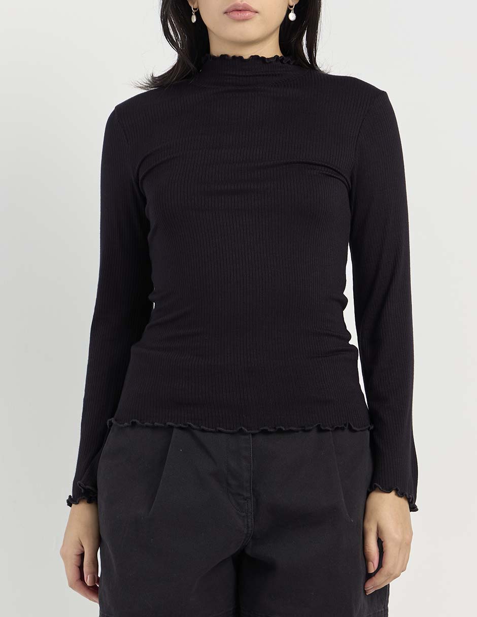 Playera manga larga cuello alto para mujer 6