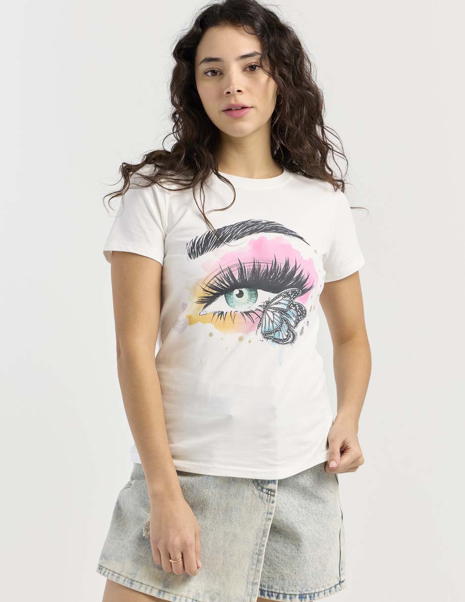 Playera manga corta cuello redondo para mujer 1