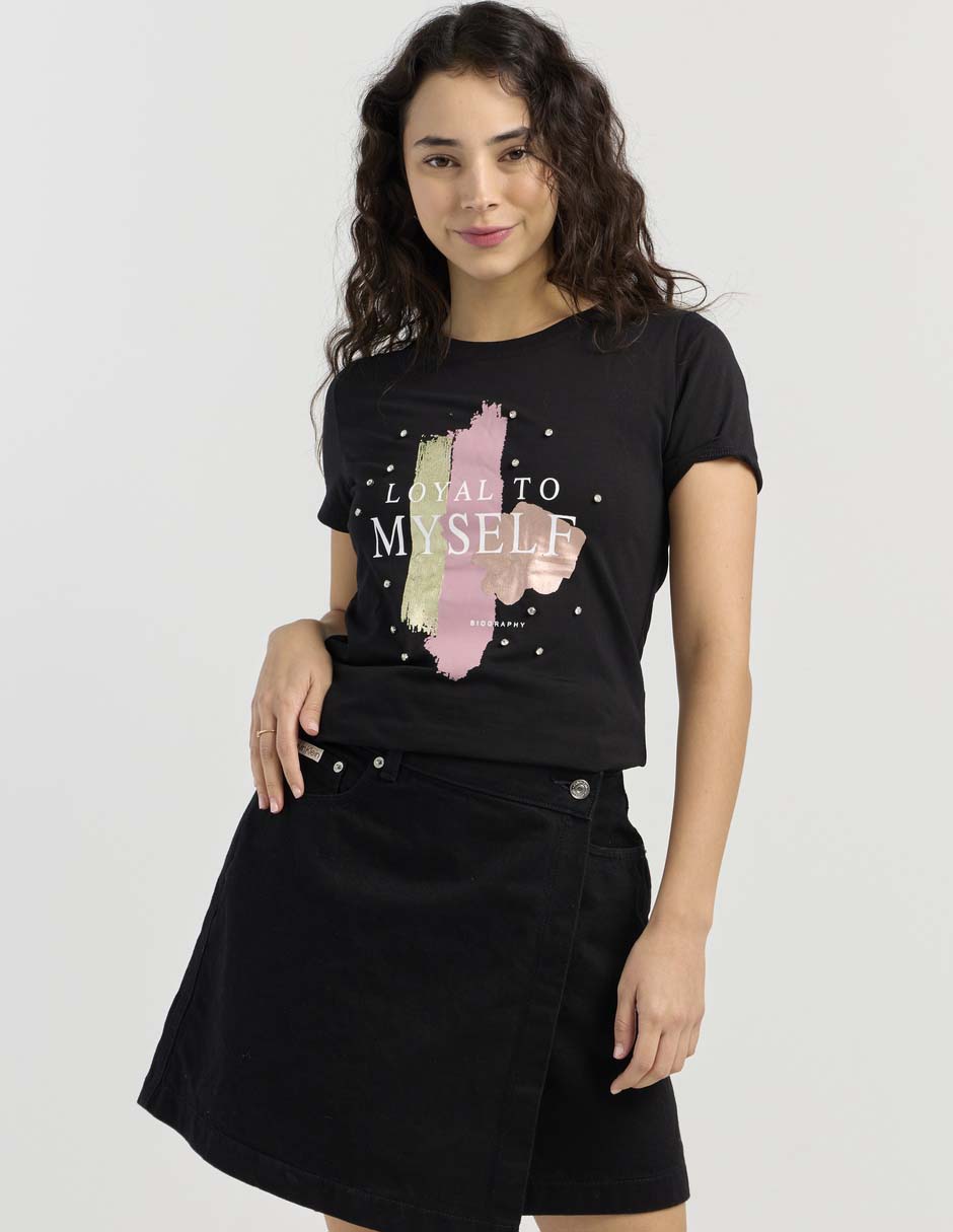 Playera manga corta cuello redondo para mujer 1