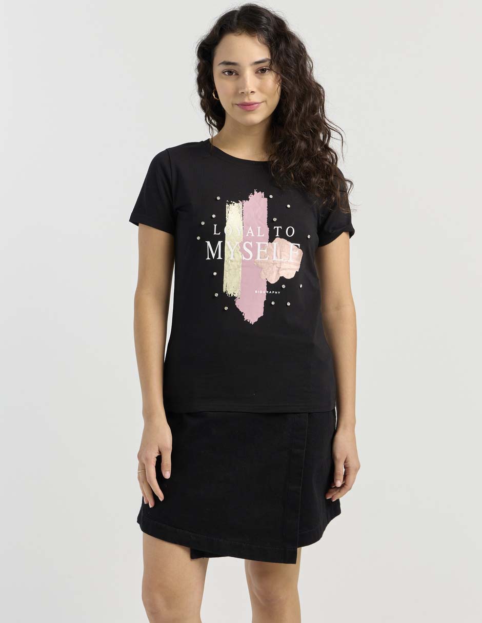 Playera manga corta cuello redondo para mujer 5