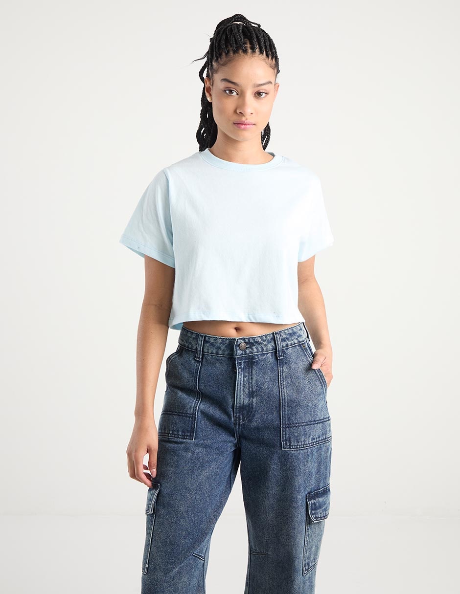 Playera manga corta cuello redondo para mujer 1