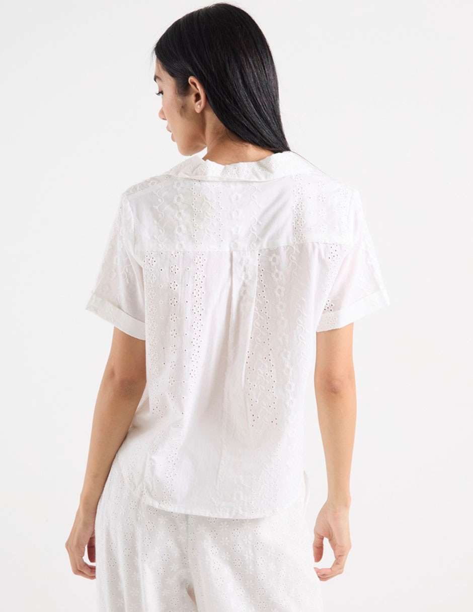 Blusa camisera manga corta para mujer 2