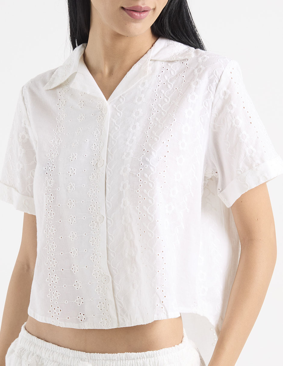 Blusa camisera manga corta para mujer 3