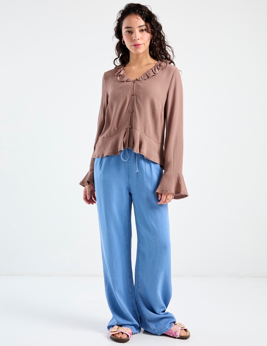 Blusa peplum manga larga para mujer 3