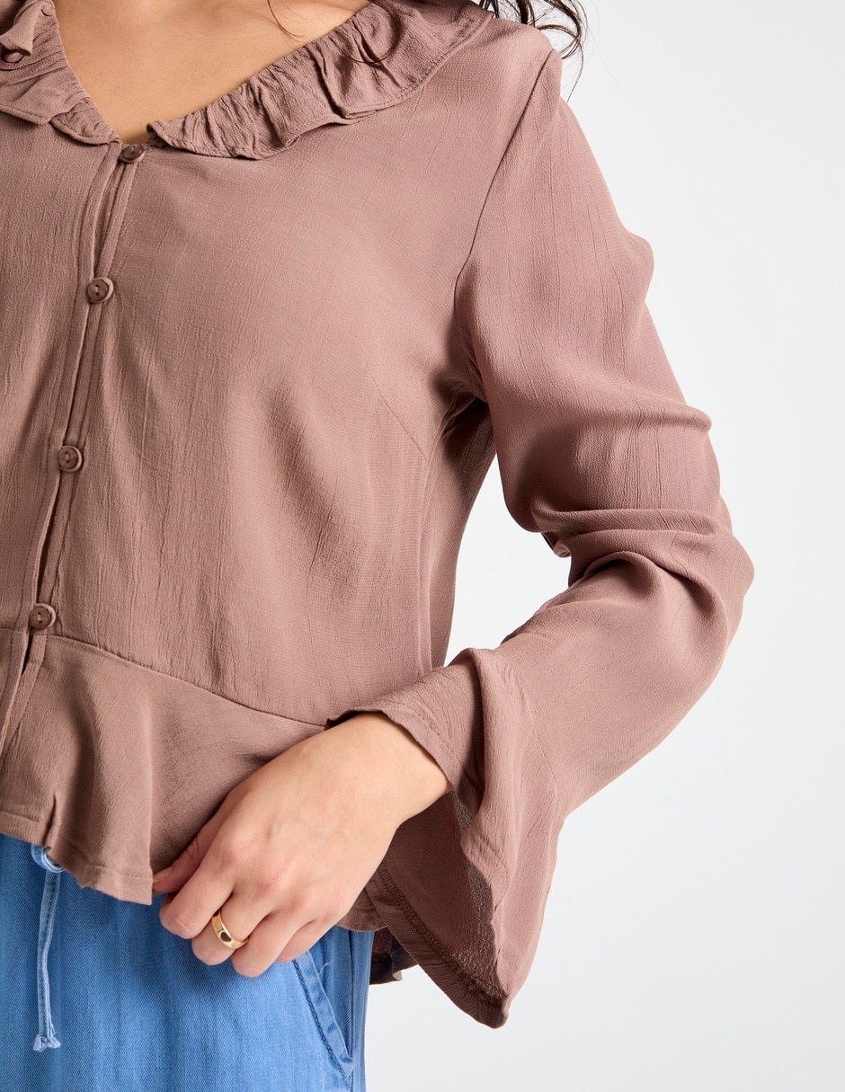 Blusa peplum manga larga para mujer 5