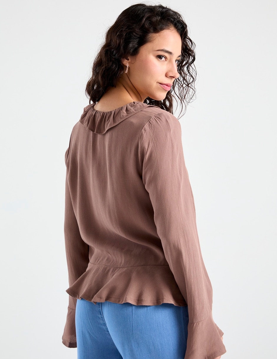 Blusa peplum manga larga para mujer 6
