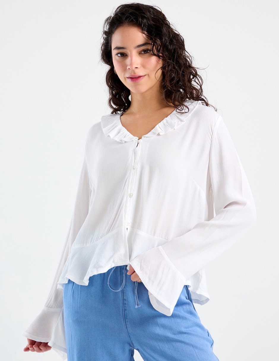 Blusa peplum manga larga para mujer 2