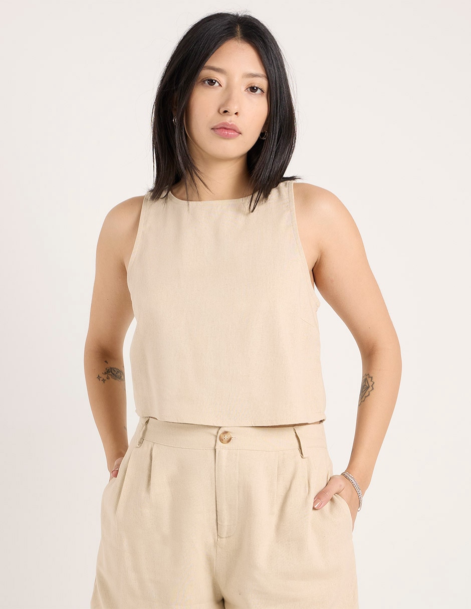 Top cuello redondo tirante ancho