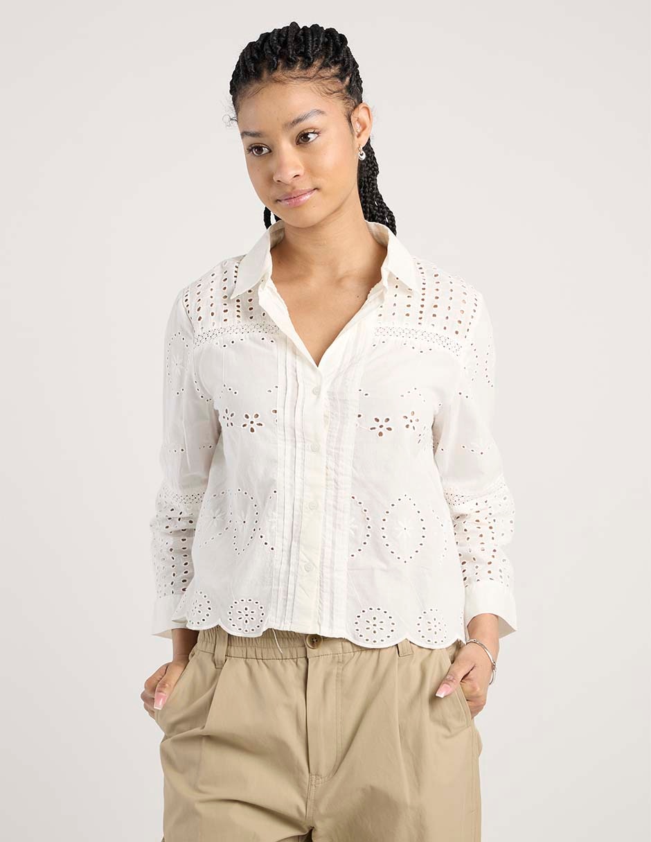 Blusa camisera Only manga larga para mujer