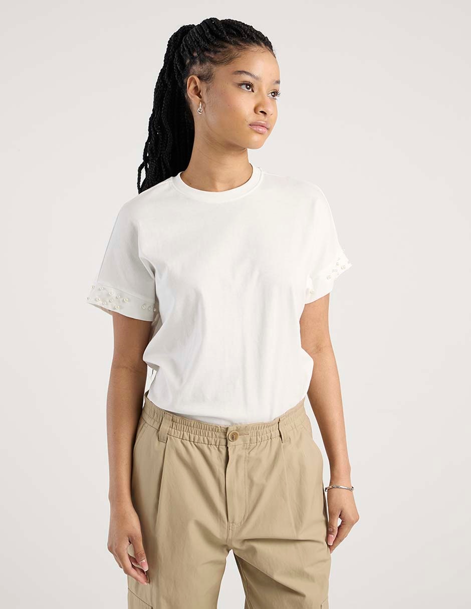 Playera manga corta cuello redondo para mujer Playera manga corta cuello redondo para mujer